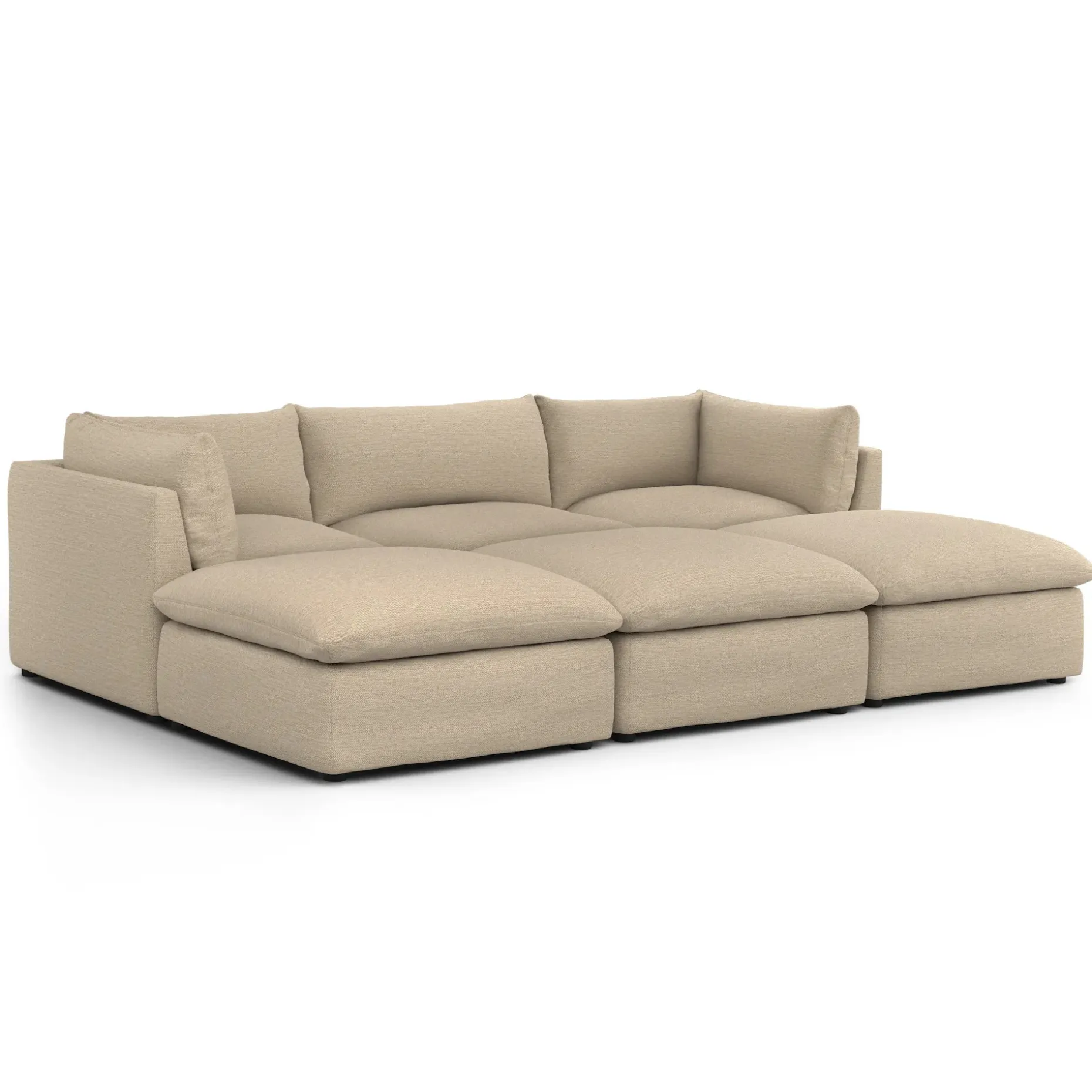Leigh 121.5" Modular Open Pit Sectional - Silver Taupe