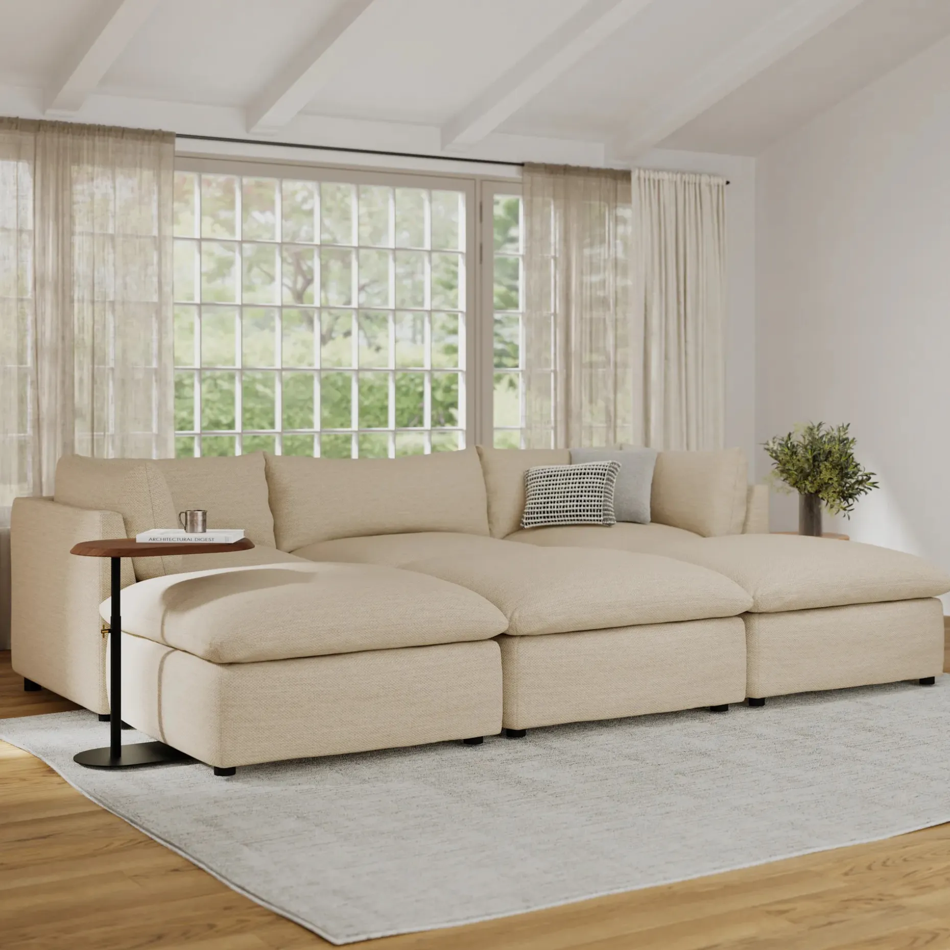 Leigh 121.5" Modular Open Pit Sectional - Silver Taupe