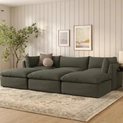 Leigh 121.5" Modular Open Pit Sectional - Silver Moss