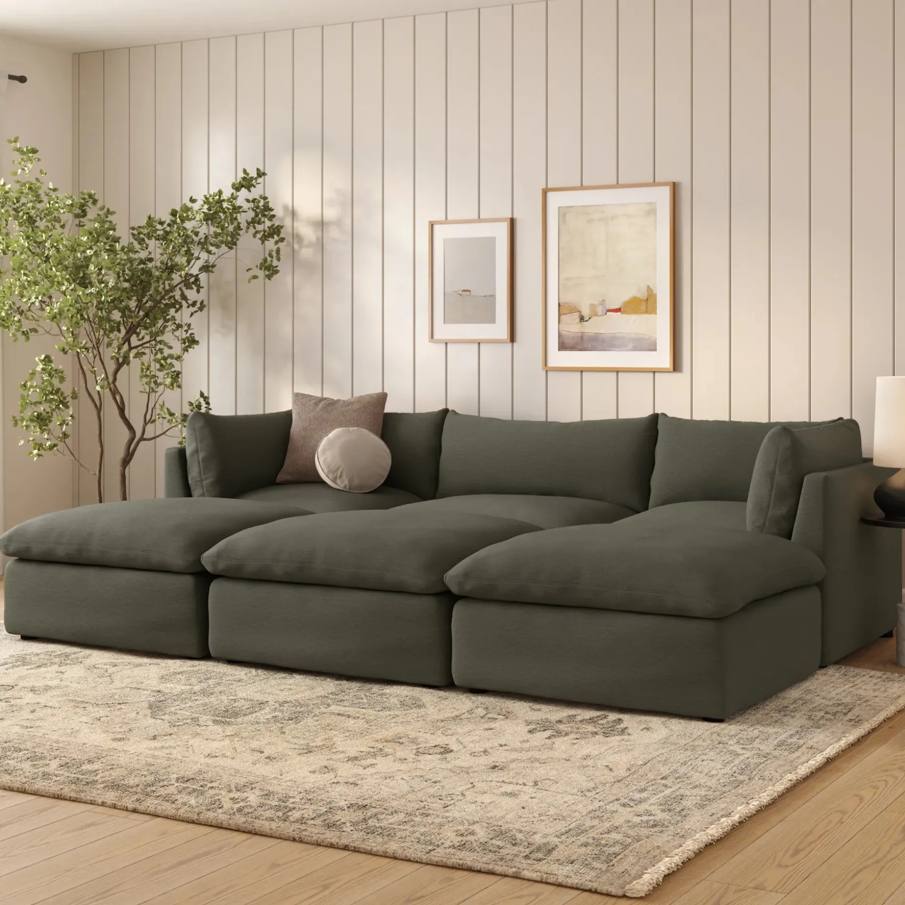 Leigh 121.5" Modular Open Pit Sectional - Silver Moss