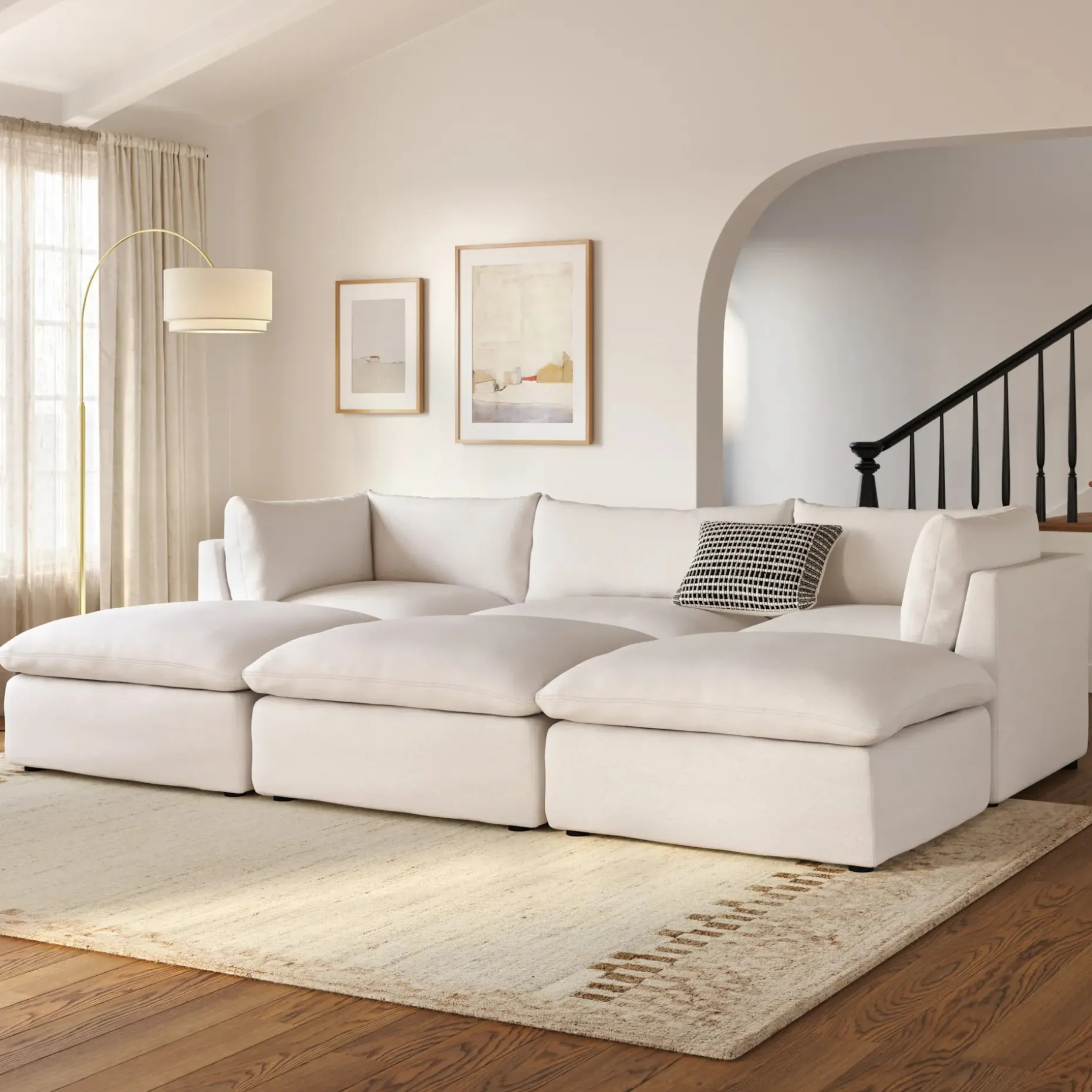 Leigh 121.5" Modular Open Pit Sectional - Napa White