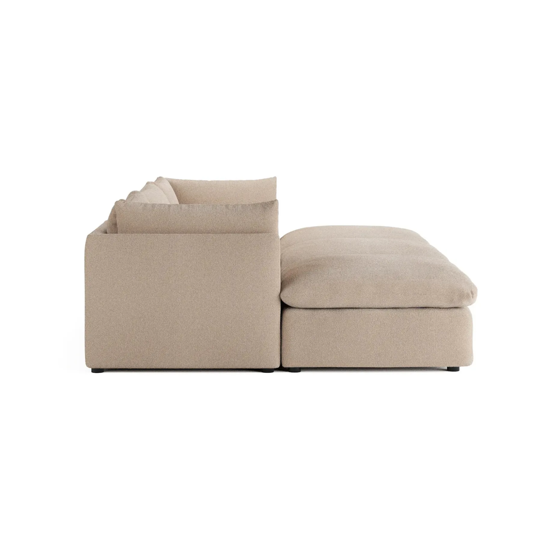 Leigh 121.5" Modular Open Pit Sectional - Sandstone Wool Bouclé