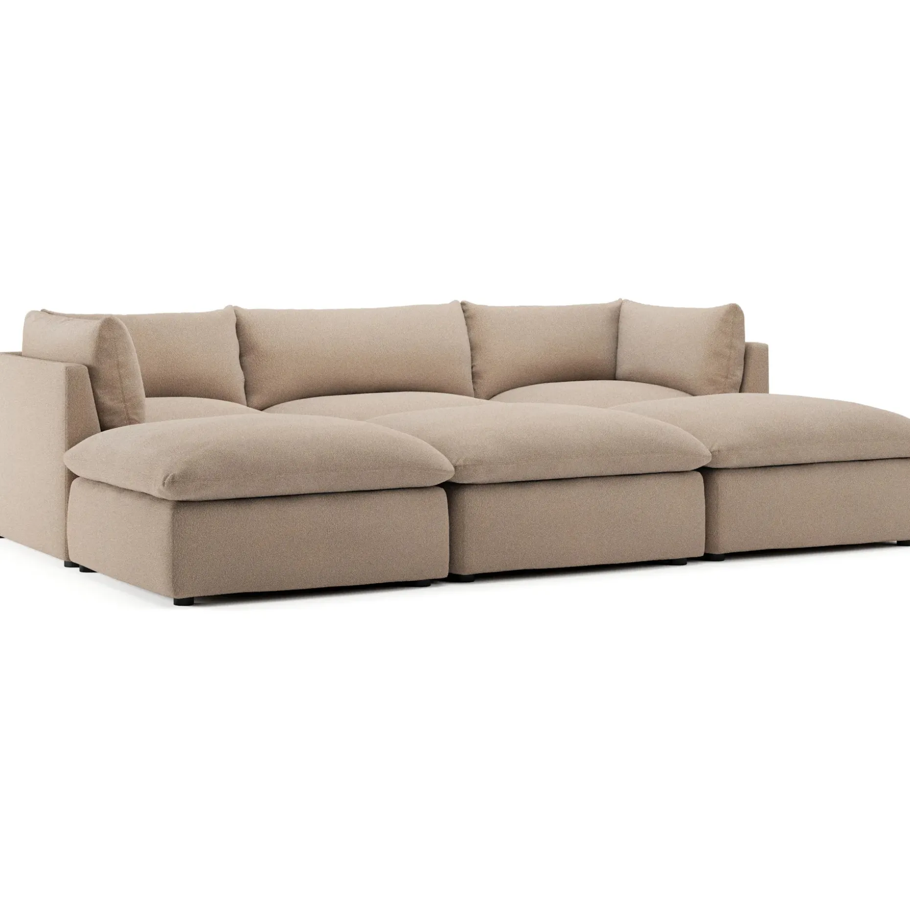 Leigh 121.5" Modular Open Pit Sectional - Sandstone Wool Bouclé