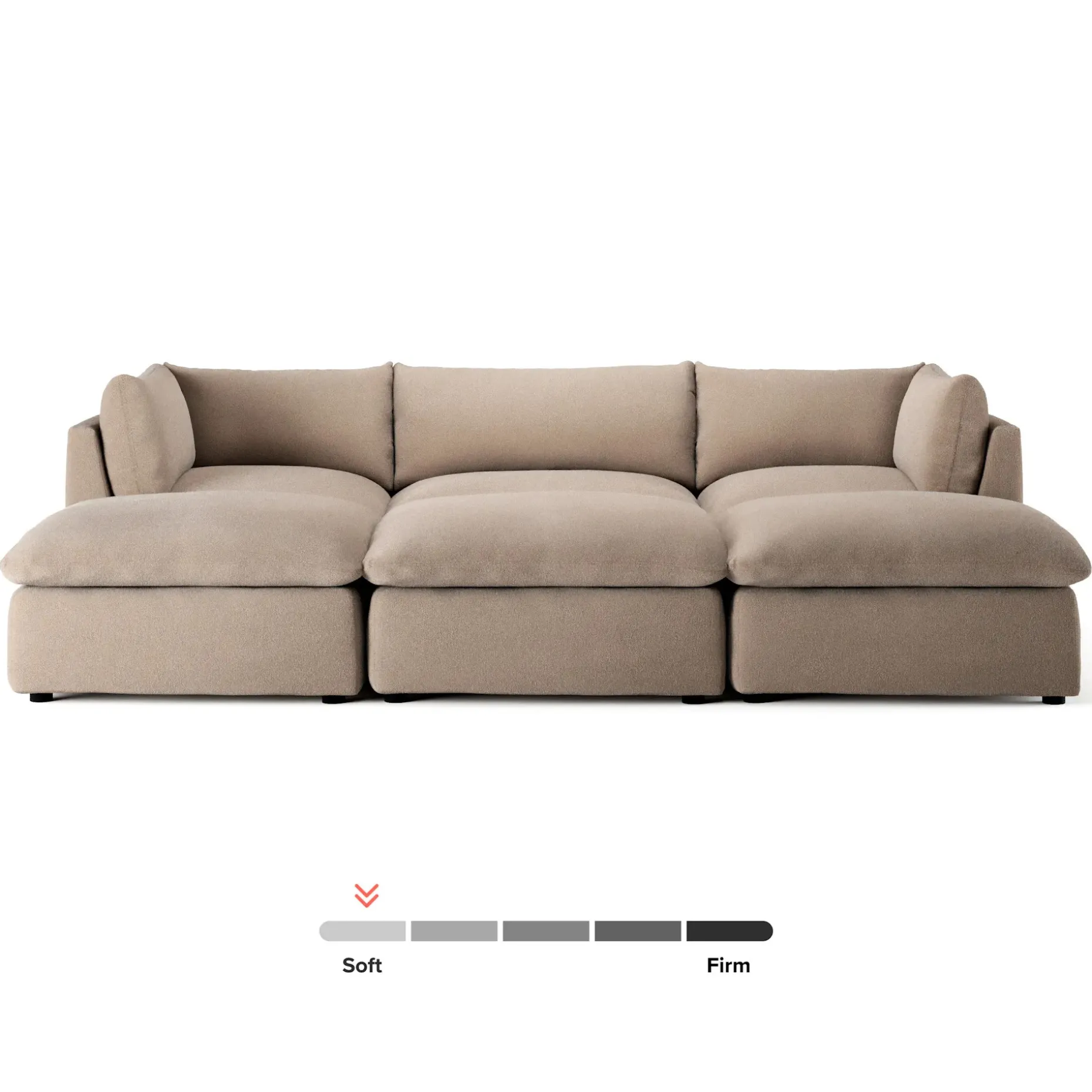 Leigh 121.5" Modular Open Pit Sectional - Sandstone Wool Bouclé