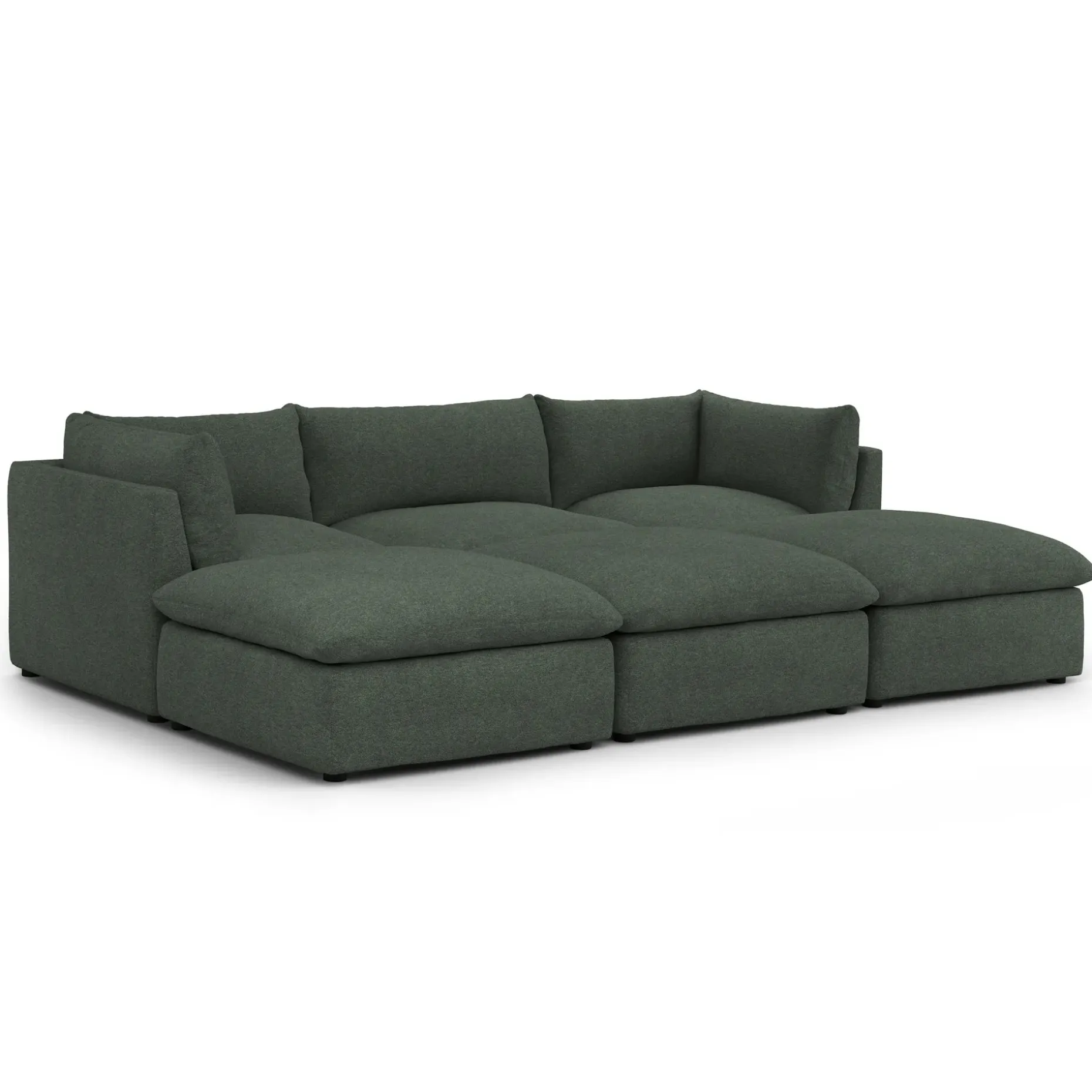 Leigh 121.5" Modular Open Pit Sectional - Green Wool Bouclé