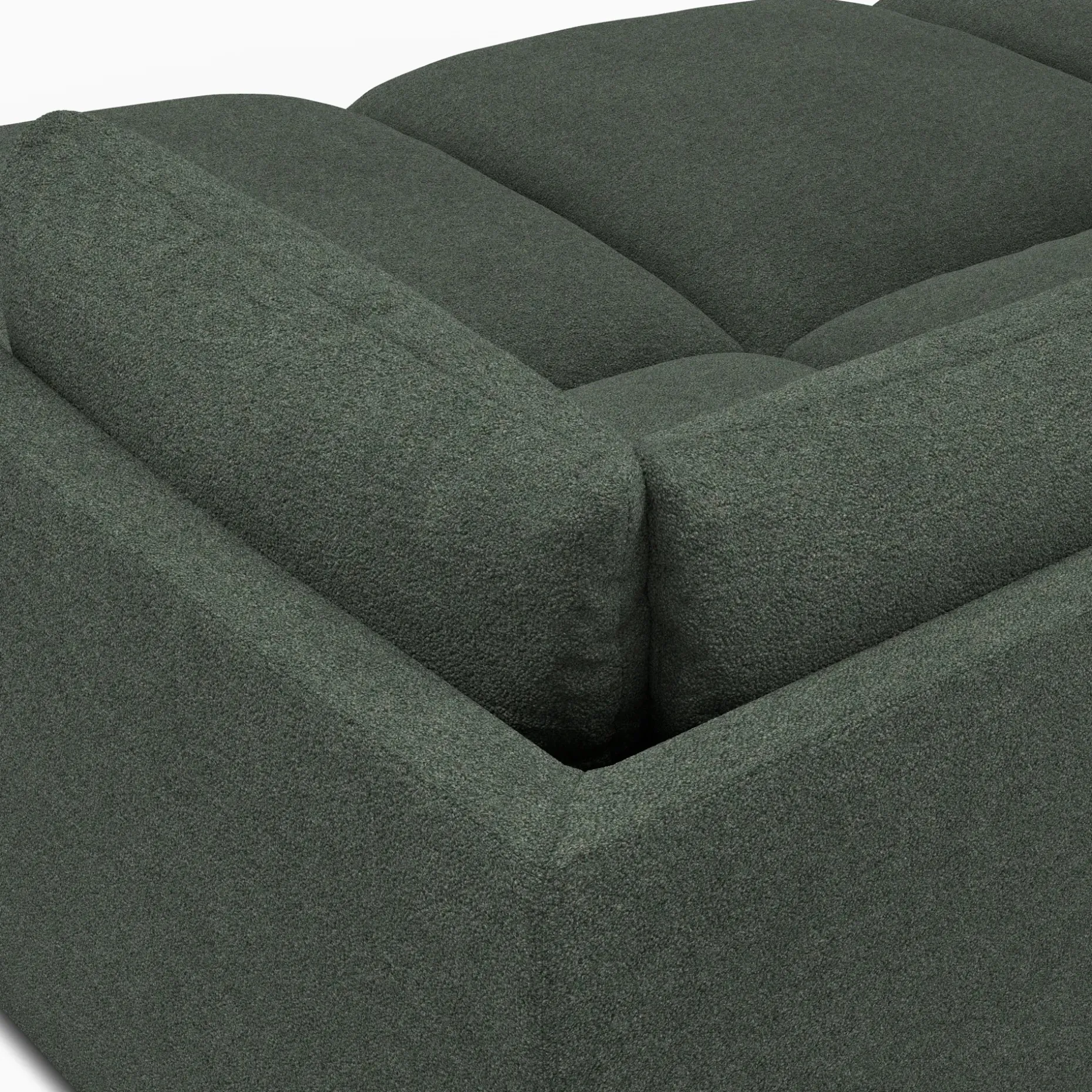 Leigh 121.5" Modular Open Pit Sectional - Green Wool Bouclé
