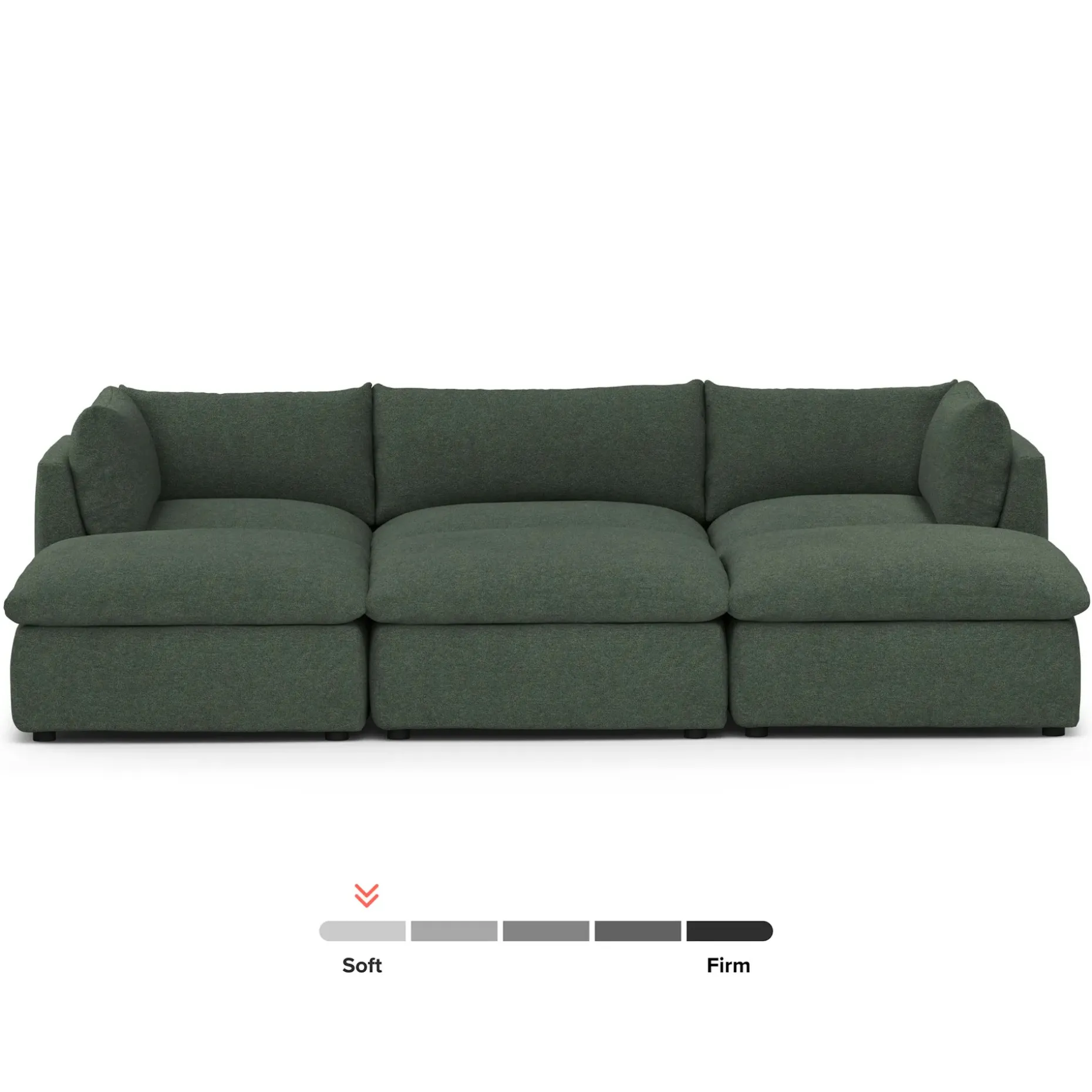 Leigh 121.5" Modular Open Pit Sectional - Green Wool Bouclé