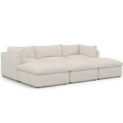 Leigh 121.5" Modular Open Pit Sectional - Ivory Wool Bouclé