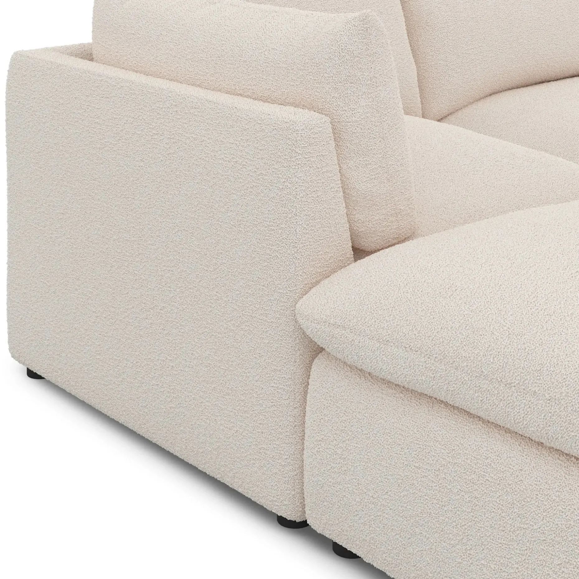Leigh 121.5" Modular Open Pit Sectional - Ivory Wool Bouclé