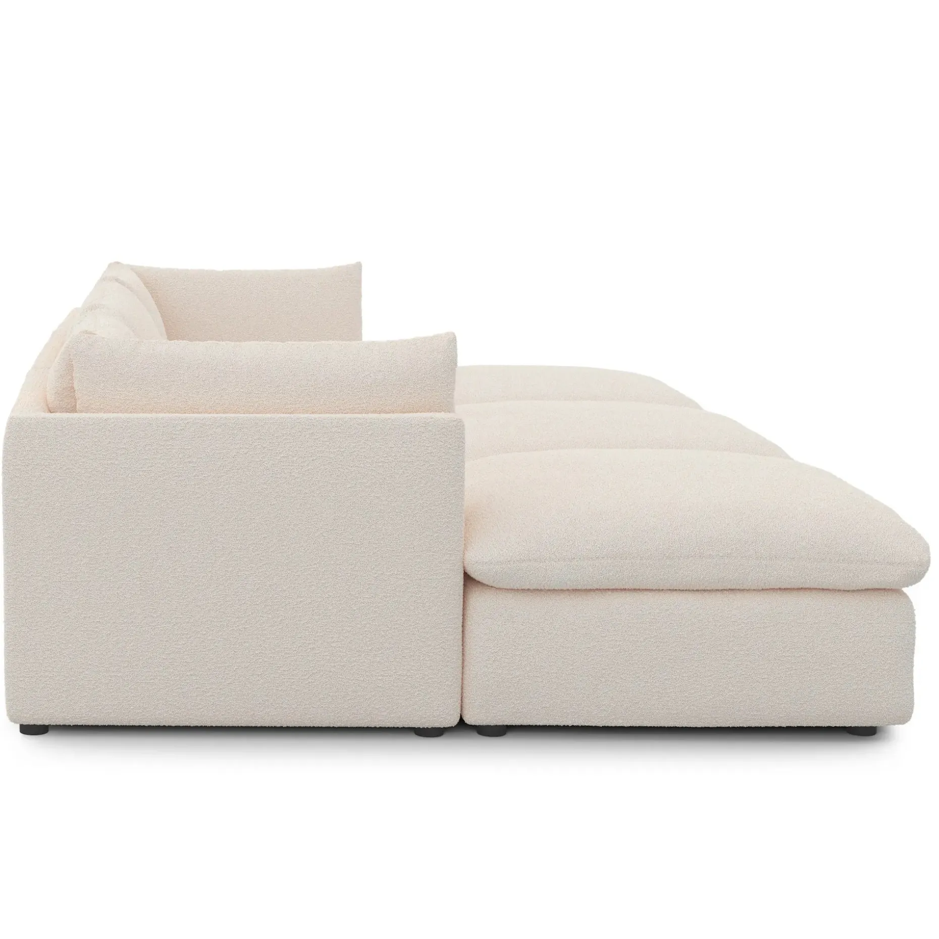 Leigh 121.5" Modular Open Pit Sectional - Ivory Wool Bouclé