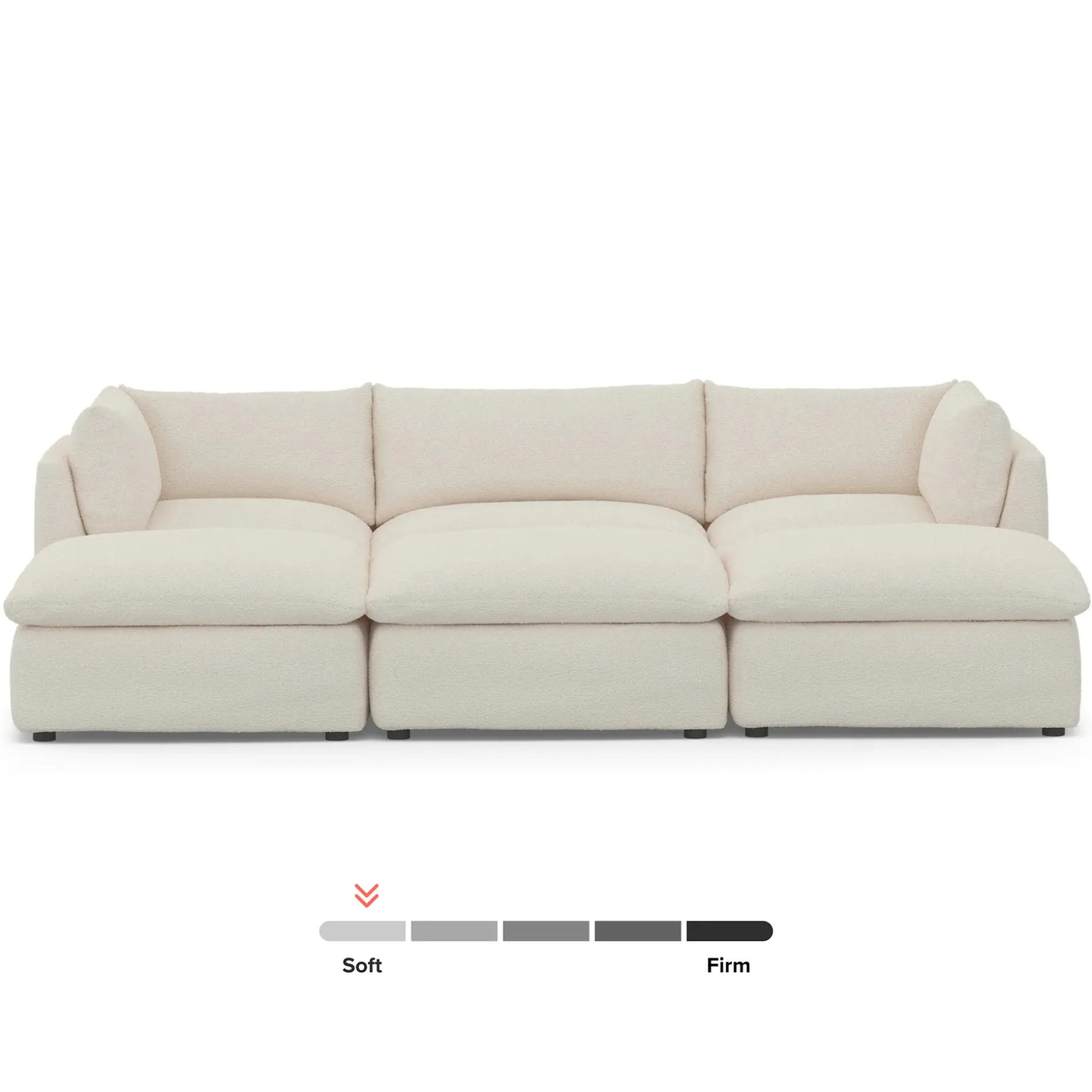 Leigh 121.5" Modular Open Pit Sectional - Ivory Wool Bouclé