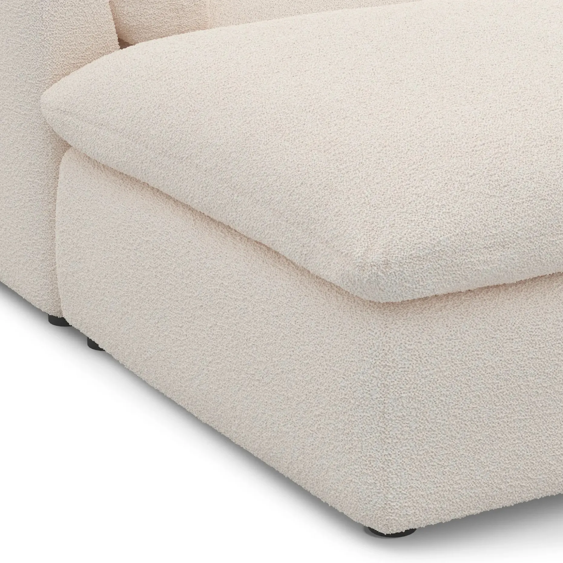 Leigh 121.5" Modular Open Pit Sectional - Ivory Wool Bouclé