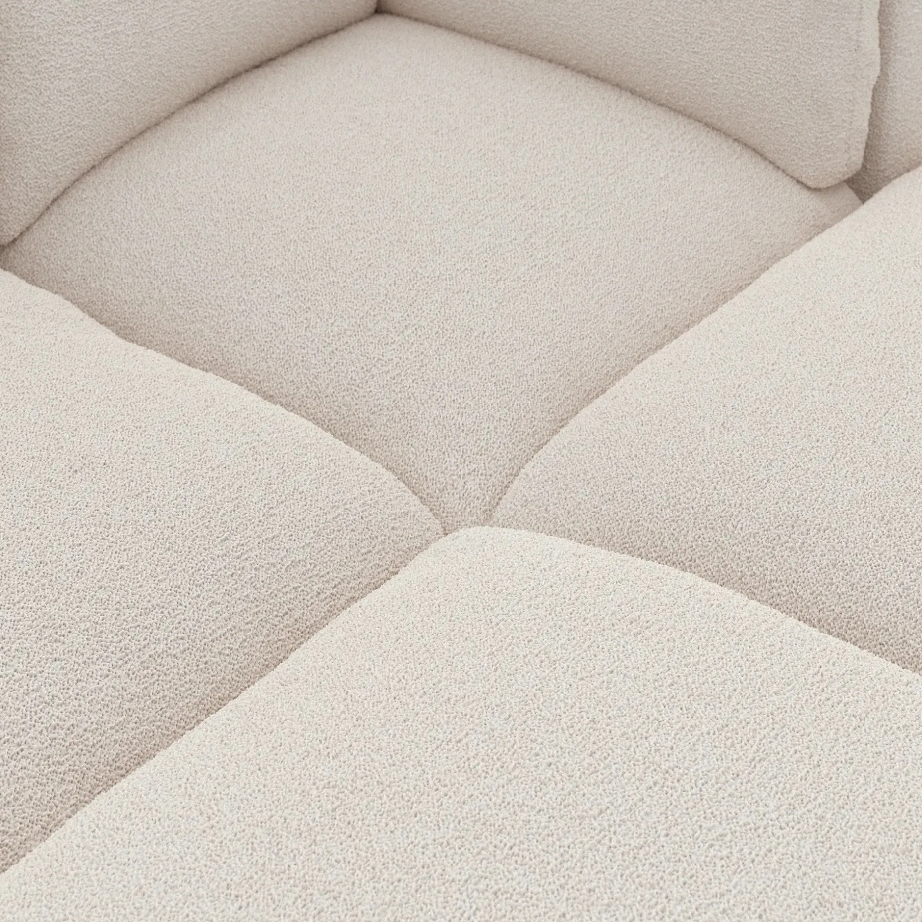 Leigh 121.5" Modular Open Pit Sectional - Ivory Wool Bouclé