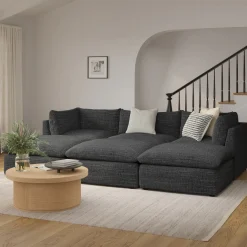 Leigh 121.5" Modular Open Pit Sectional - Napa Charcoal