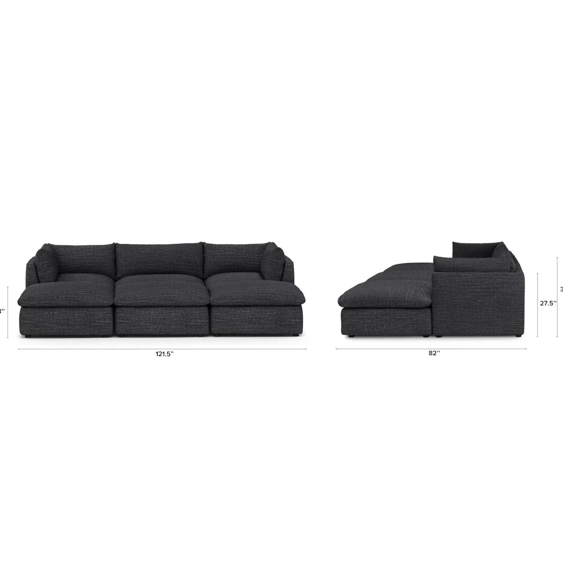 Leigh 121.5" Modular Open Pit Sectional - Napa Charcoal
