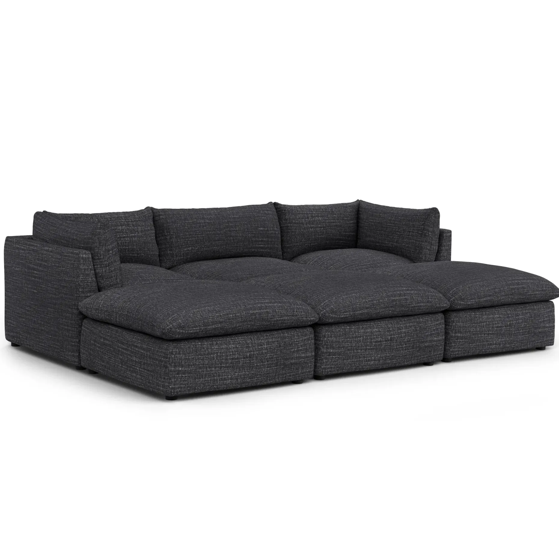Leigh 121.5" Modular Open Pit Sectional - Napa Charcoal