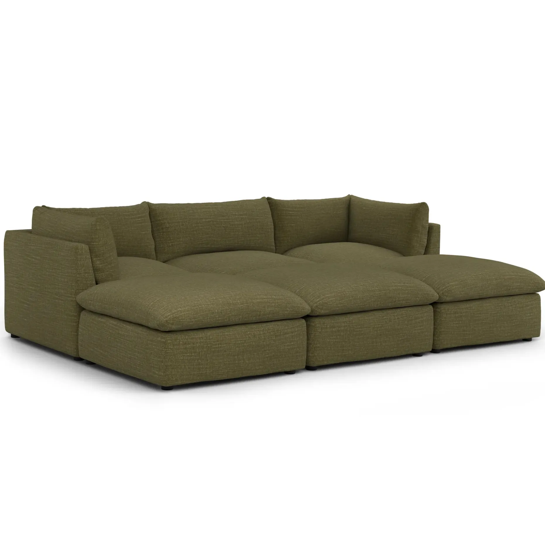 Leigh 121.5" Modular Open Pit Sectional - Napa Moss