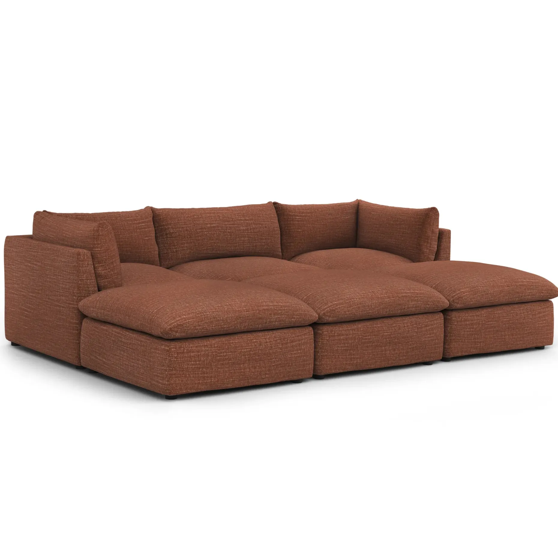 Leigh 121.5" Modular Open Pit Sectional - Napa Rust
