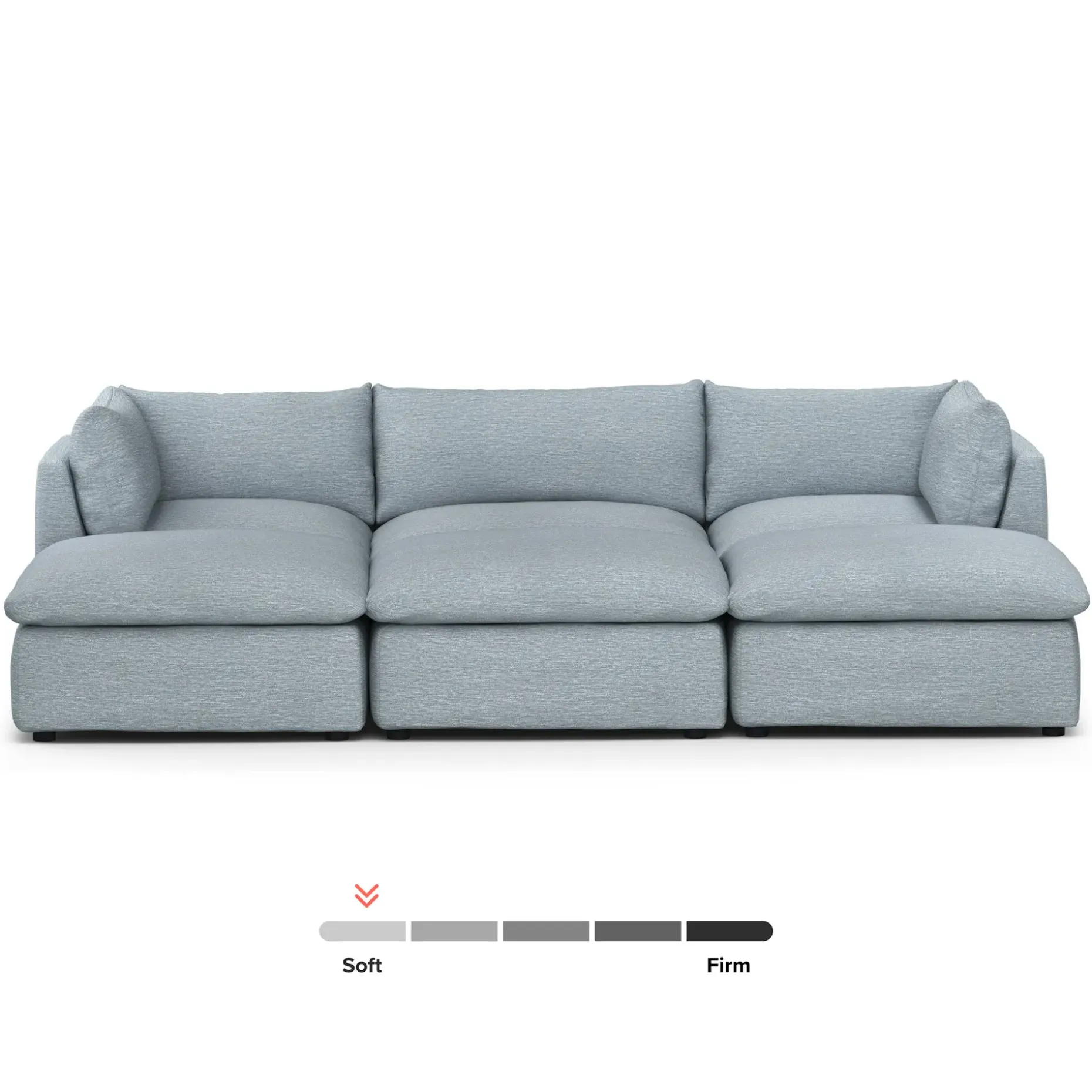 Leigh 121.5" Modular Open Pit Sectional - Silver Light Blue