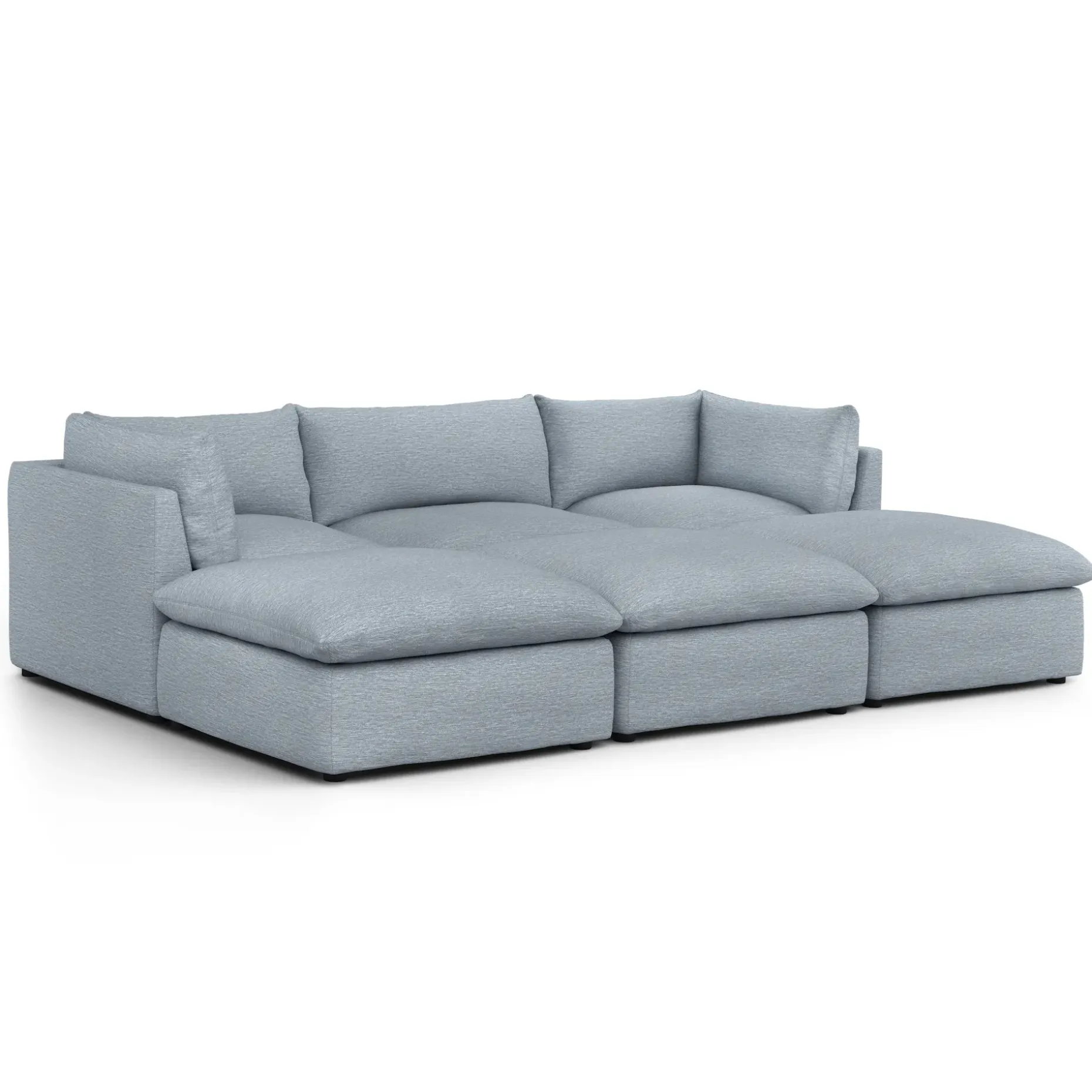 Leigh 121.5" Modular Open Pit Sectional - Silver Light Blue