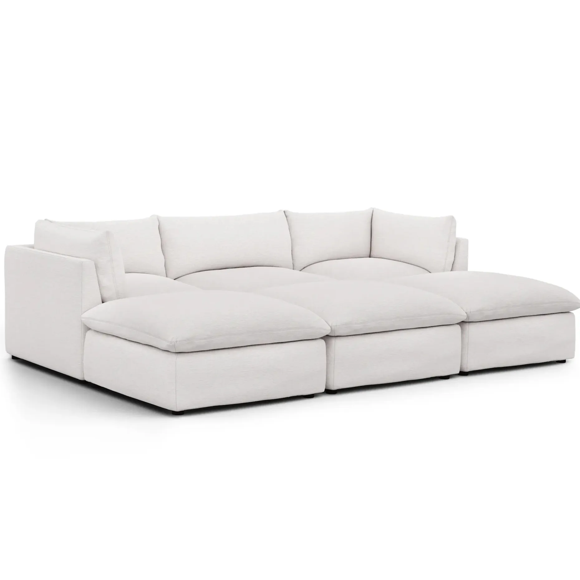 Leigh 121.5" Modular Open Pit Sectional - Silver Ivory
