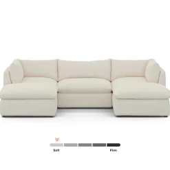 Leigh 121.5" Modular 3-Seater U-Shaped Sectional - Ivory Wool Bouclé
