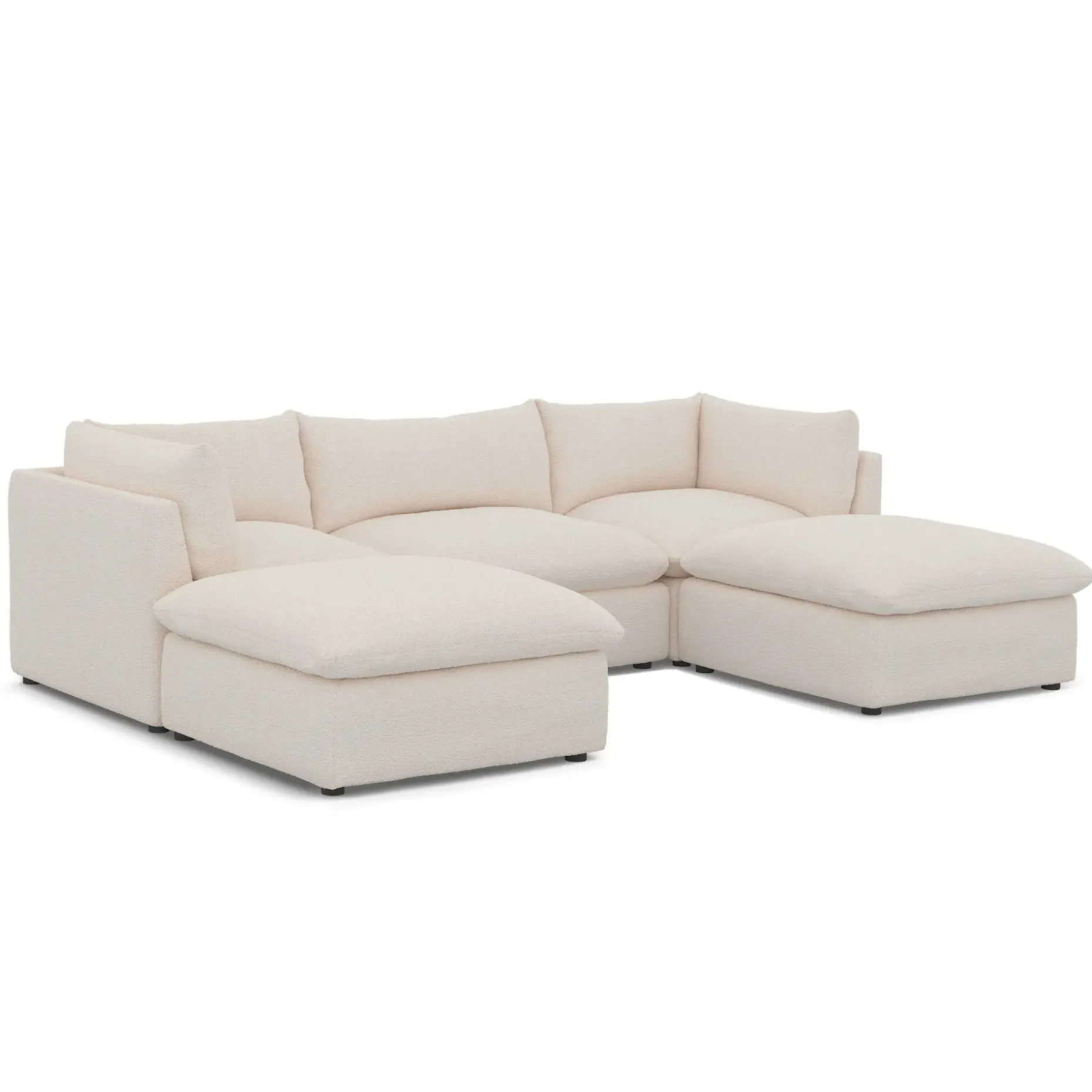 Leigh 121.5" Modular 3-Seater U-Shaped Sectional - Ivory Wool Bouclé