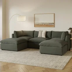 Leigh 121.5" Modular 3-Seater U-Shaped Sectional - Silver Moss