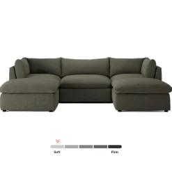 Leigh 121.5" Modular 3-Seater U-Shaped Sectional - Silver Moss