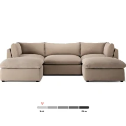 Leigh 121.5" Modular 3-Seater U-Shaped Sectional - Sandstone Wool Bouclé