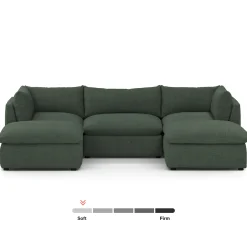 Leigh 121.5" Modular 3-Seater U-Shaped Sectional - Green Wool Bouclé