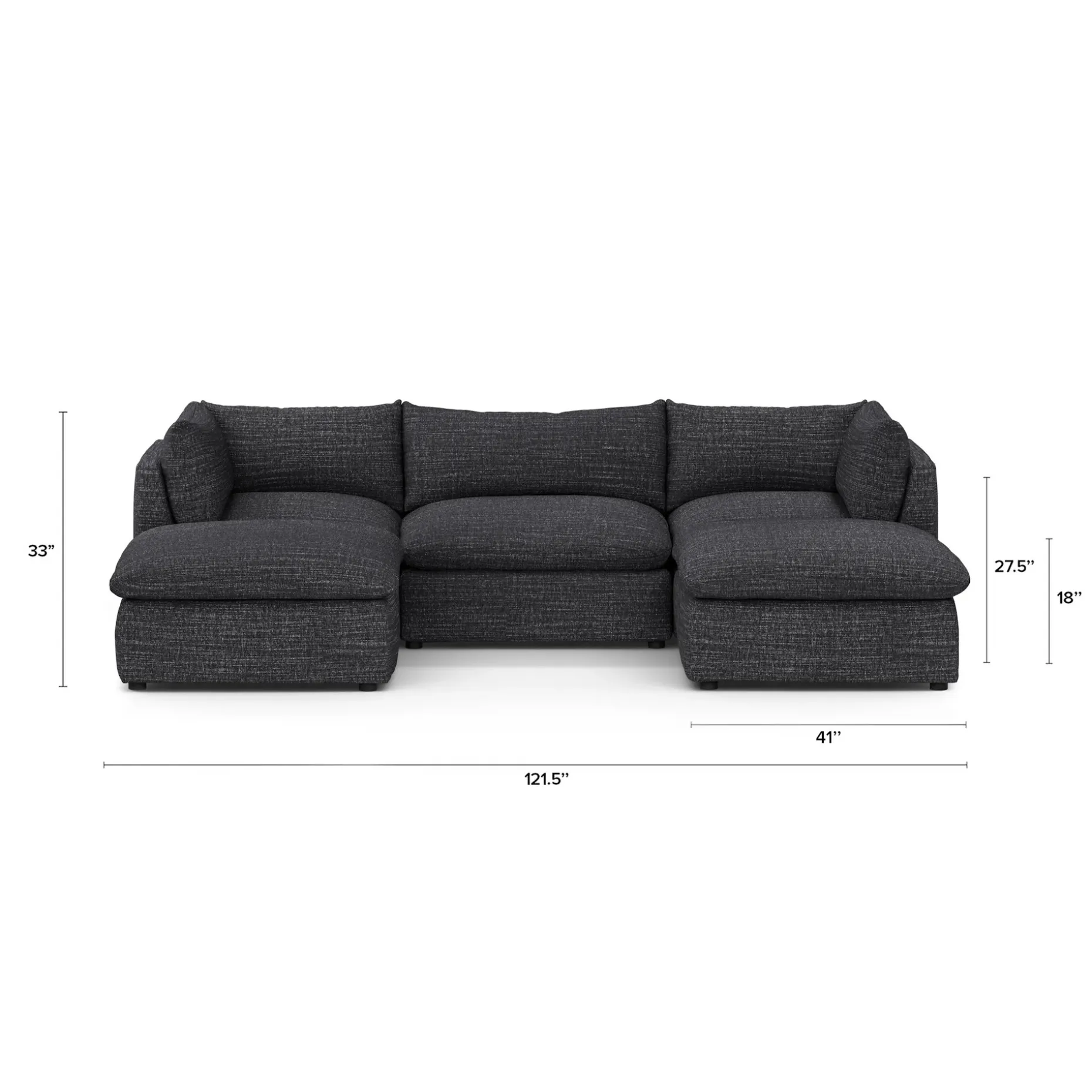 Leigh 121.5" Modular 3-Seater U-Shaped Sectional - Napa Charcoal