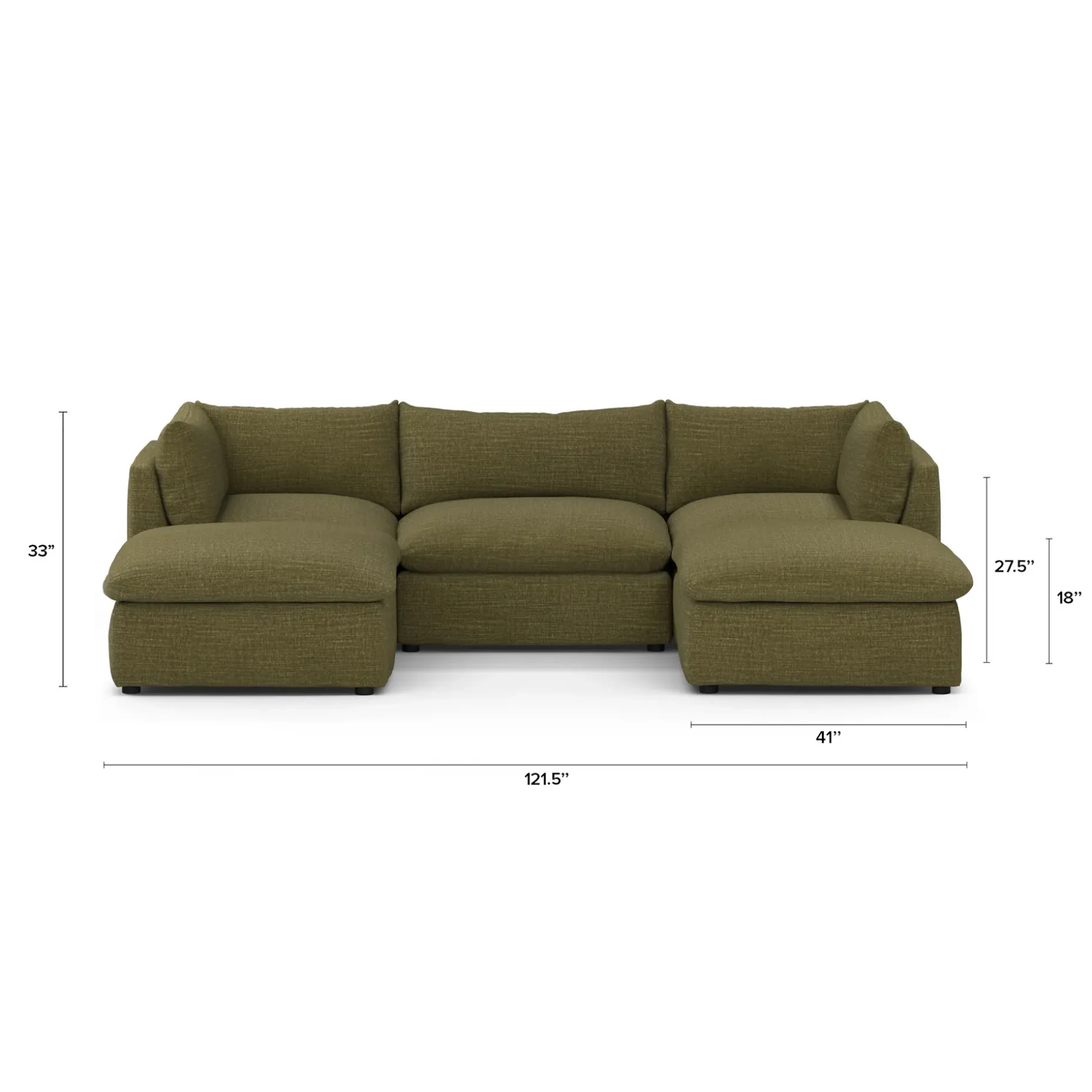 Leigh 121.5" Modular 3-Seater U-Shaped Sectional - Napa Moss