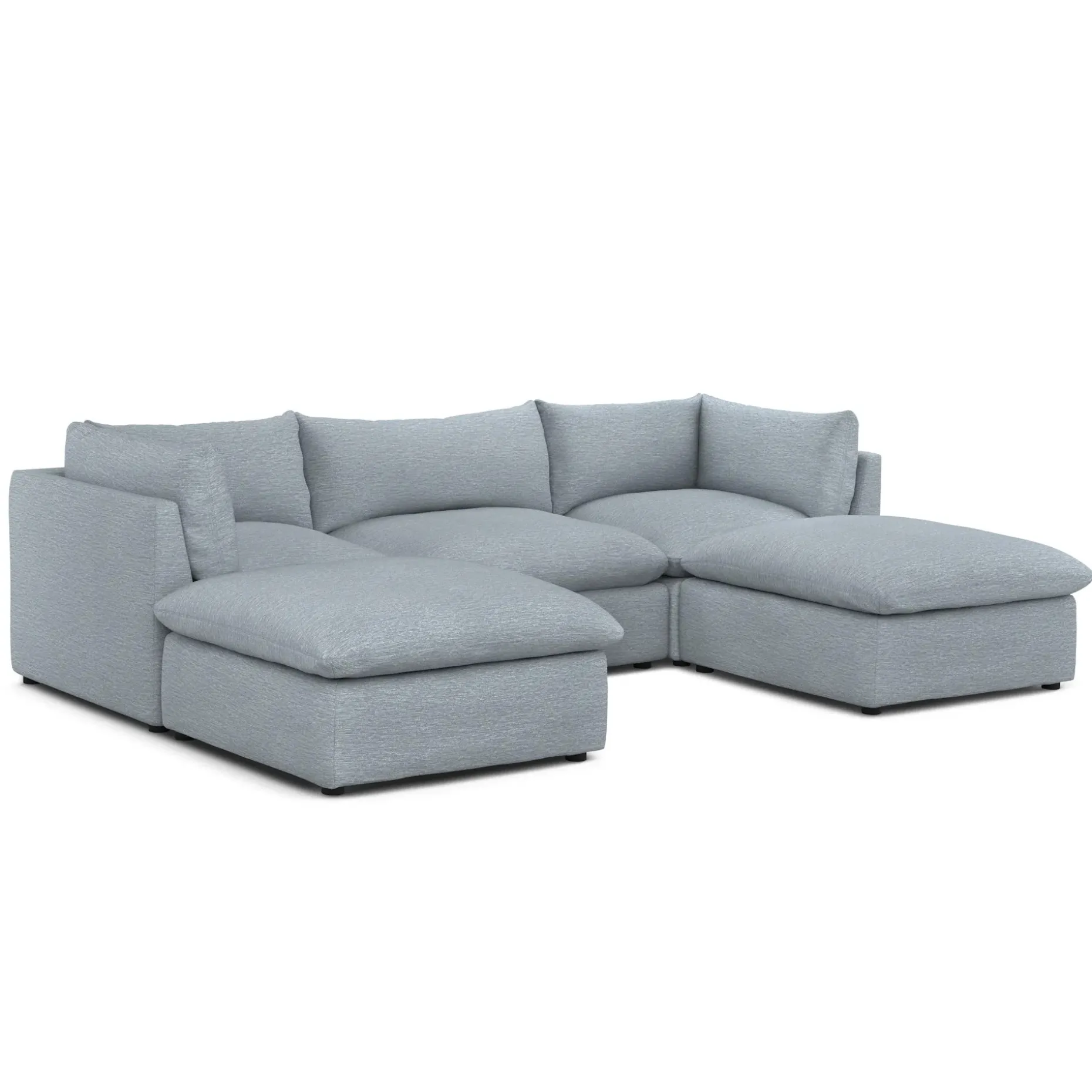 Leigh 121.5" Modular 3-Seater U-Shaped Sectional - Silver Light Blue