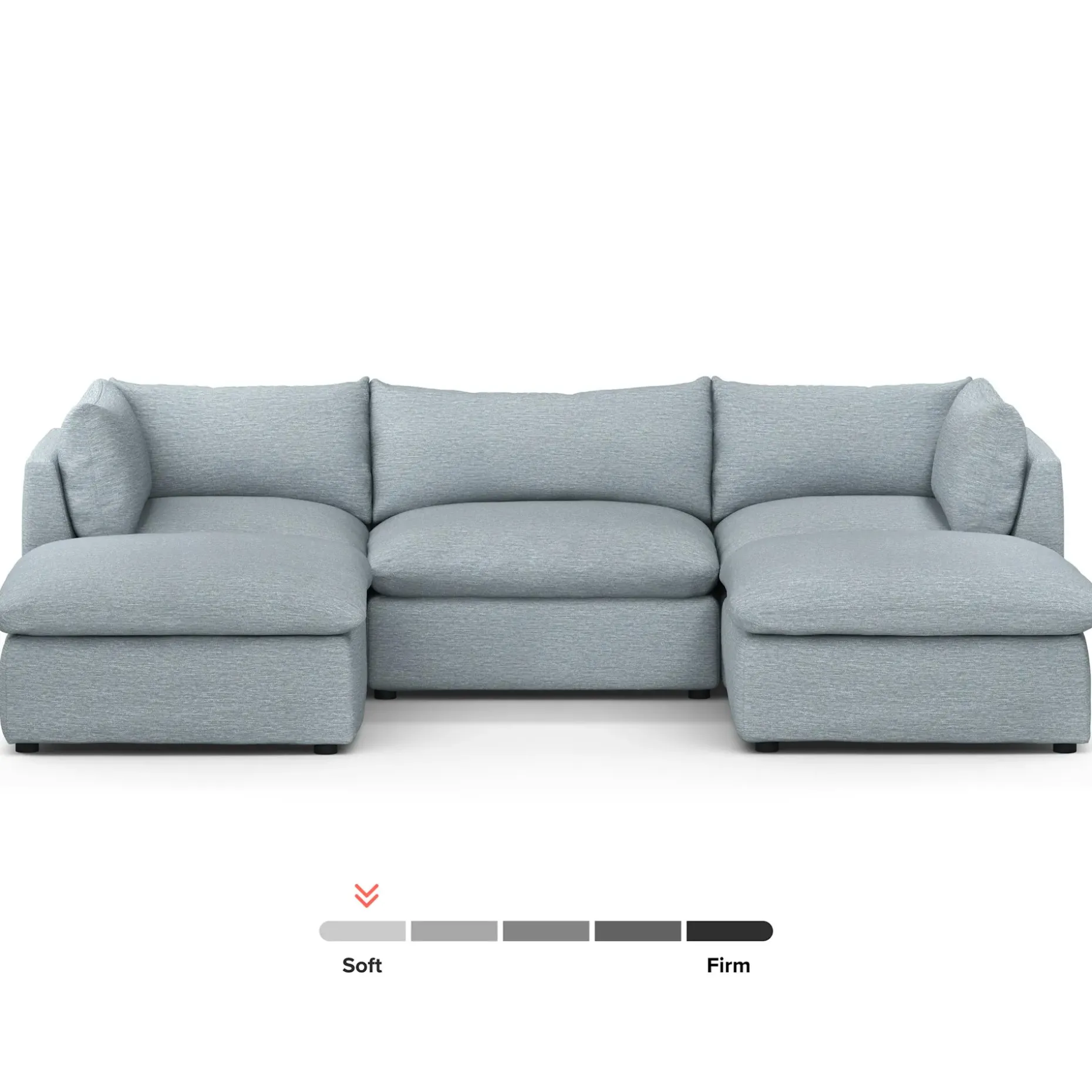 Leigh 121.5" Modular 3-Seater U-Shaped Sectional - Silver Light Blue