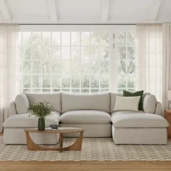 Leigh 121.5" Modular 3-Seater U-Shaped Sectional - Silver Ivory