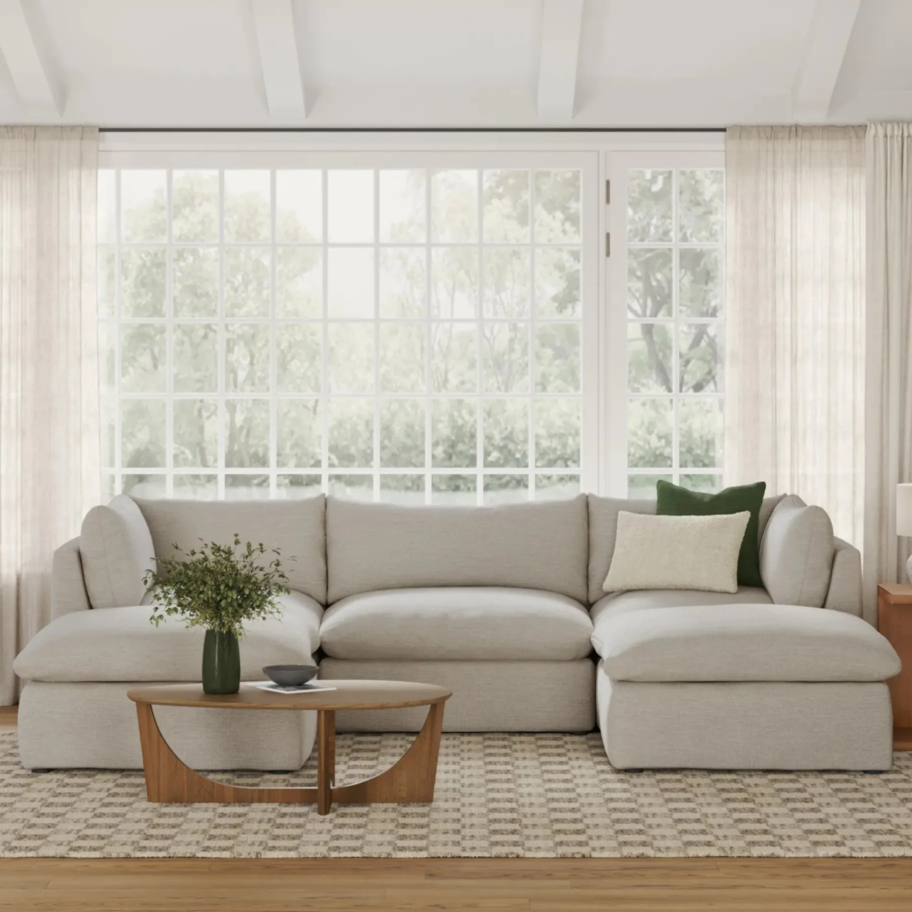 Leigh 121.5" Modular 3-Seater U-Shaped Sectional - Silver Ivory