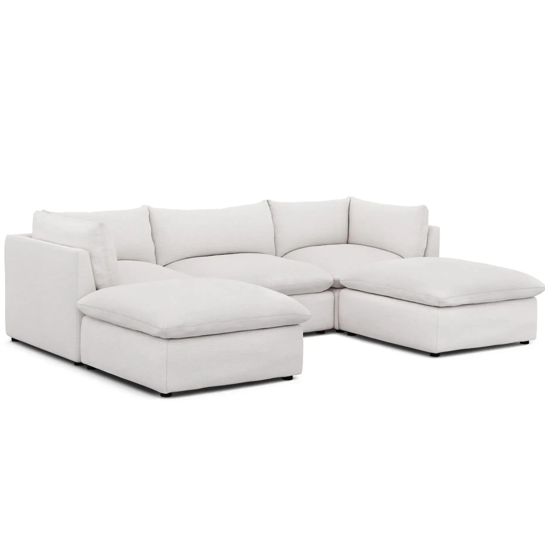 Leigh 121.5" Modular 3-Seater U-Shaped Sectional - Silver Ivory