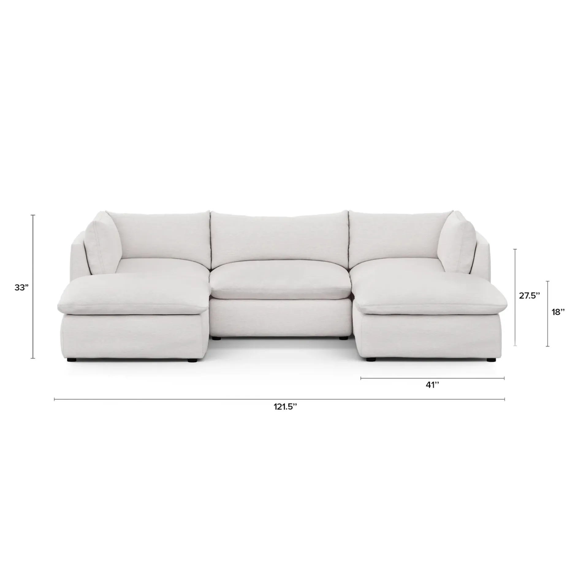 Leigh 121.5" Modular 3-Seater U-Shaped Sectional - Silver Ivory