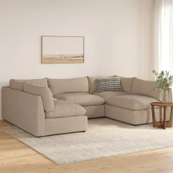 Leigh 121.5" Modular 5-Seater U-Shaped Sectional - Sandstone Wool Bouclé