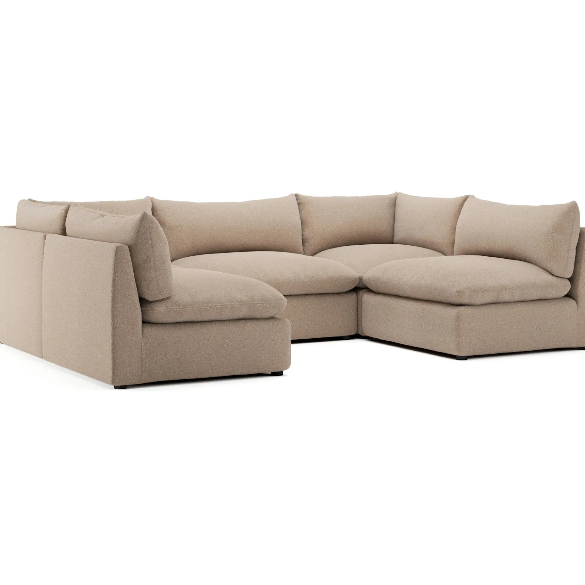 Leigh 121.5" Modular 5-Seater U-Shaped Sectional - Sandstone Wool Bouclé