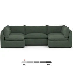 Leigh 121.5" Modular 5-Seater U-Shaped Sectional - Green Wool Bouclé