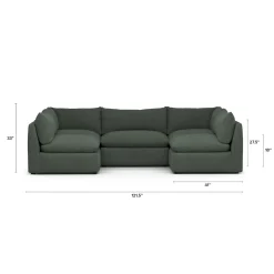 Leigh 121.5" Modular 5-Seater U-Shaped Sectional - Green Wool Bouclé