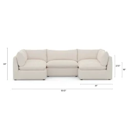 Leigh 121.5" Modular 5-Seater U-Shaped Sectional - Ivory Wool Bouclé