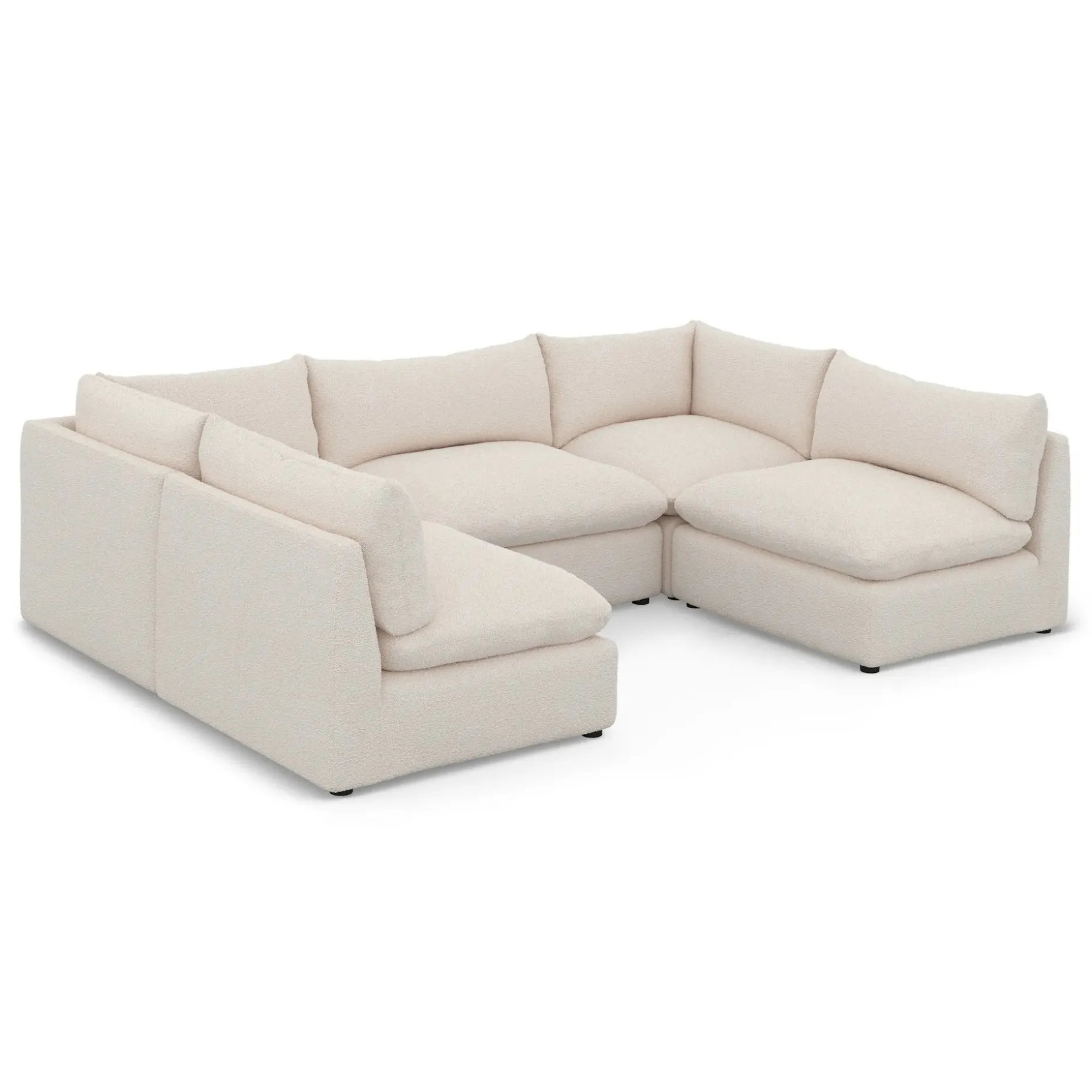 Leigh 121.5" Modular 5-Seater U-Shaped Sectional - Ivory Wool Bouclé