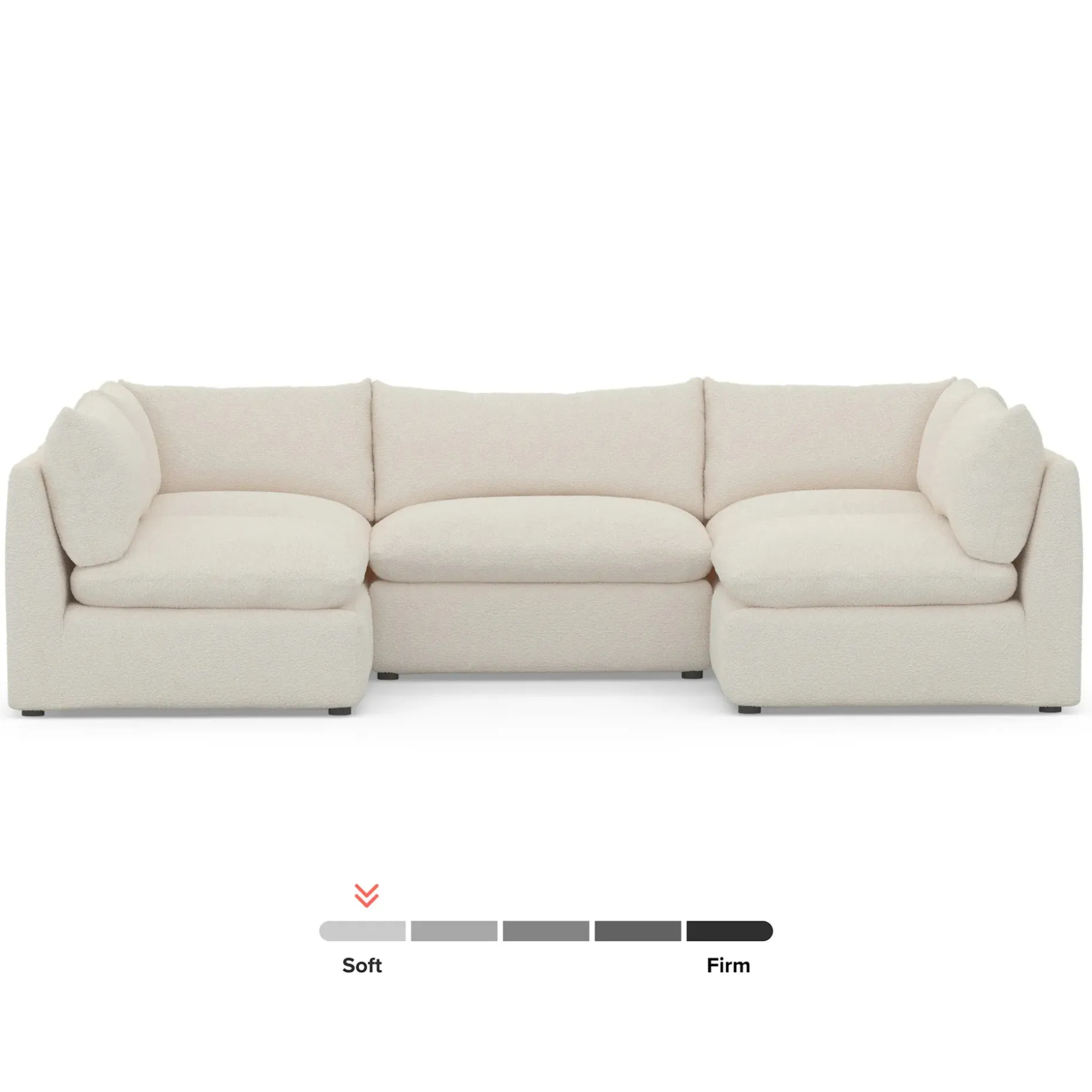 Leigh 121.5" Modular 5-Seater U-Shaped Sectional - Ivory Wool Bouclé