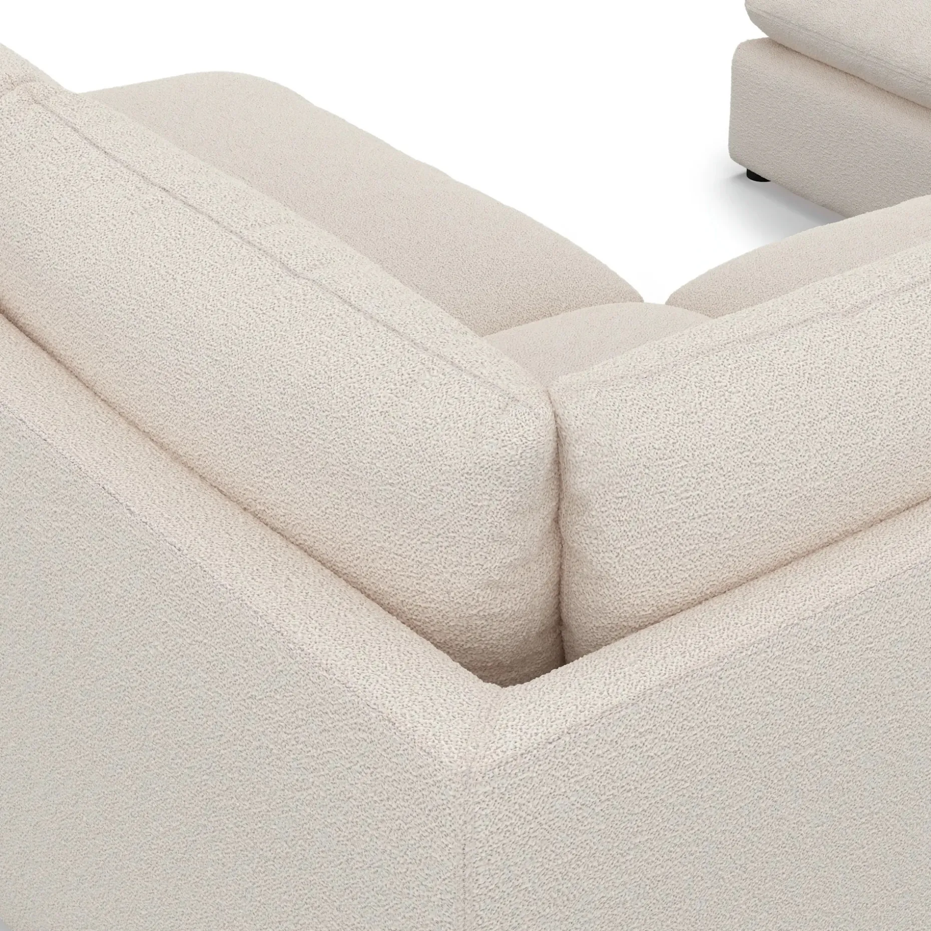 Leigh 121.5" Modular 5-Seater U-Shaped Sectional - Ivory Wool Bouclé