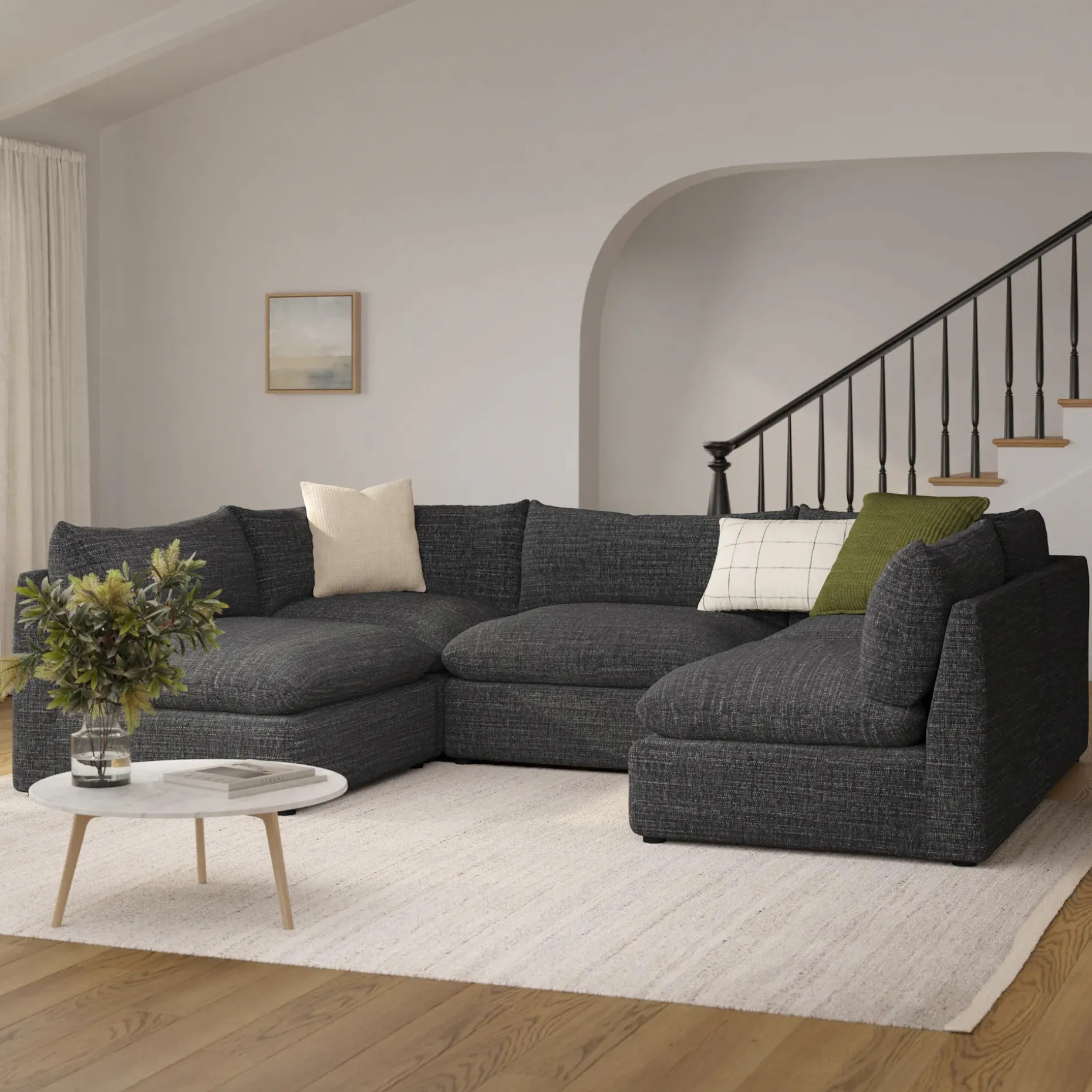 Leigh 121.5" Modular 5-Seater U-Shaped Sectional - Napa Charcoal