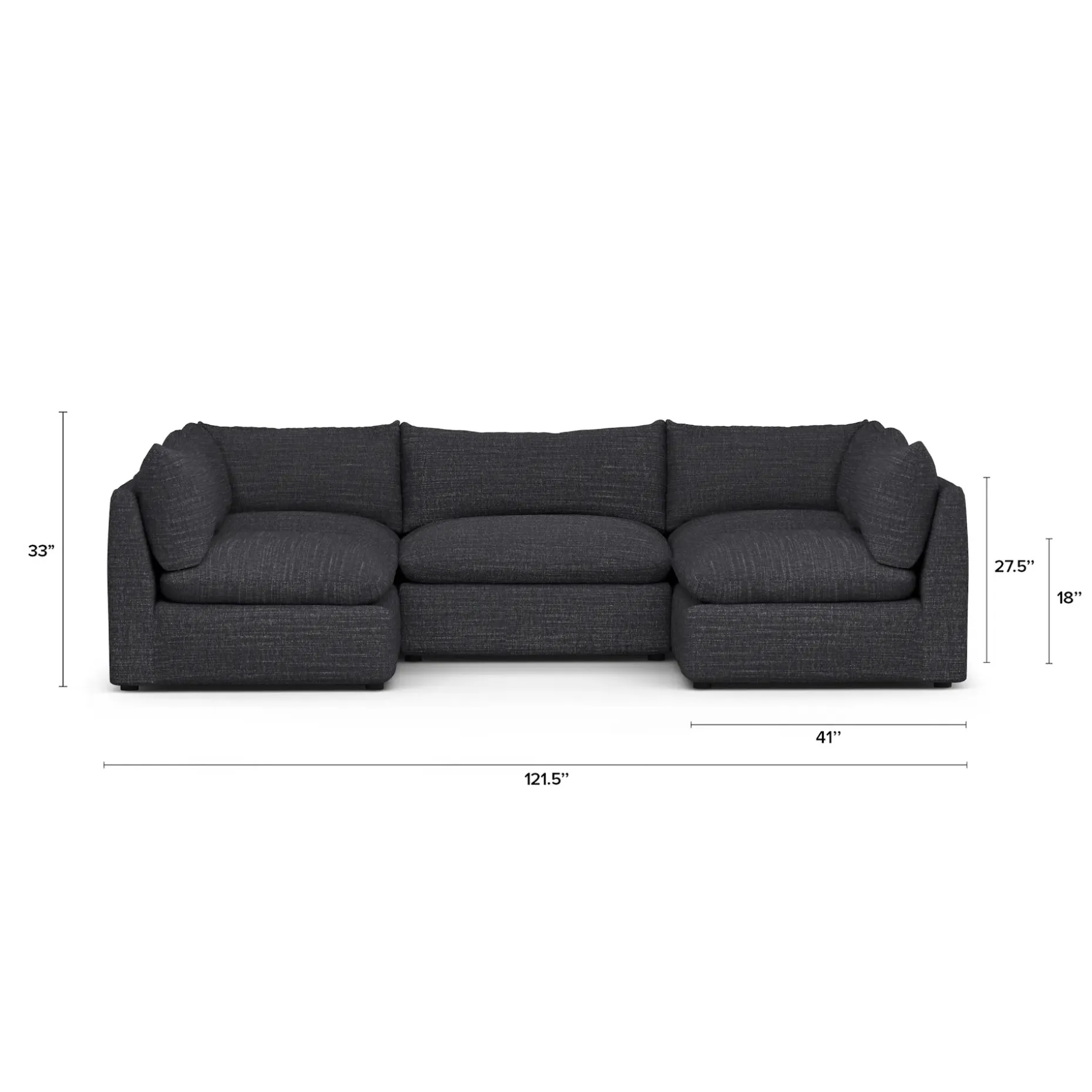 Leigh 121.5" Modular 5-Seater U-Shaped Sectional - Napa Charcoal