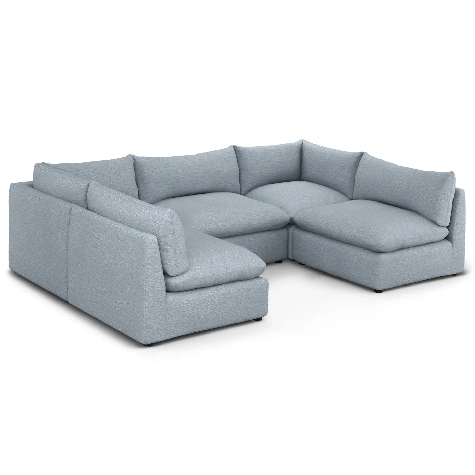 Leigh 121.5" Modular 5-Seater U-Shaped Sectional - Silver Light Blue
